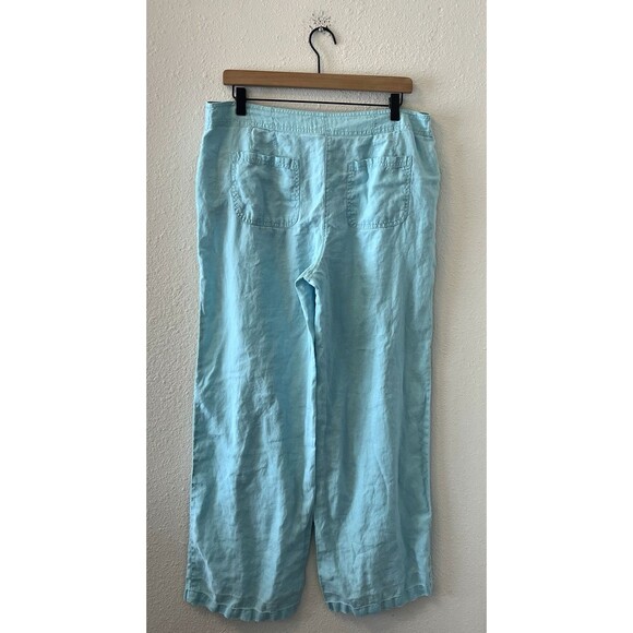 Chicos Women's Pants Size 1.5 Linen Sky Blue Relaxed Lagenlook Wide Leg Beachy - Picture 11 of 16